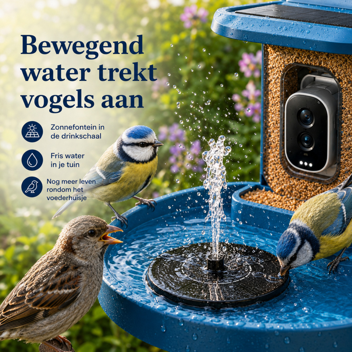Vogelvoederhuisje met Camera - Waterbad - Fontein