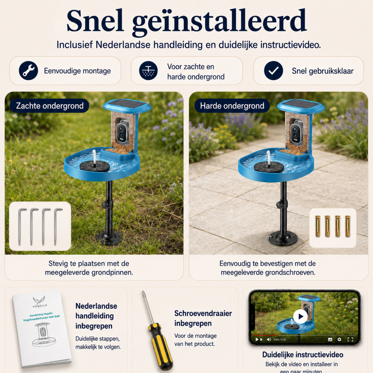 Vogelvoederhuisje met Camera - Waterbad - Fontein